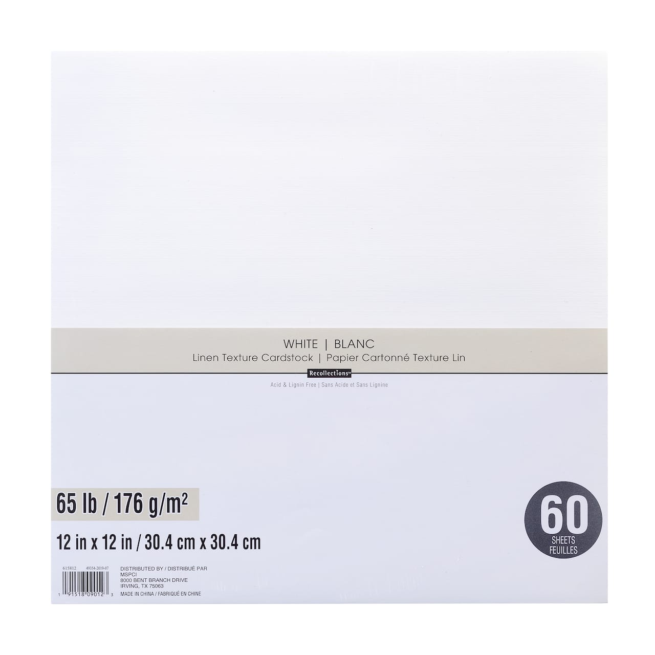 White 12" x 12" Linen Texture Cardstock by Recollections™, 60 Sheets